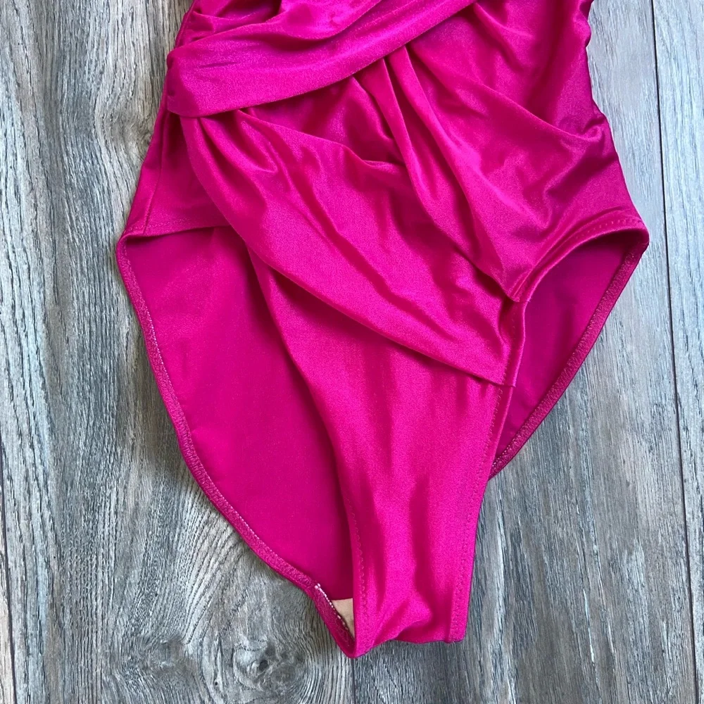 VINTAGE 80s High Leg BARBIE Pink One Piece Swimsuit